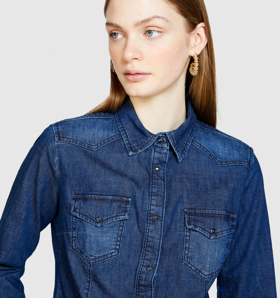 Camicia di jeans slim fit - camicie da donna - Blu Scuro | Sisley image number 5